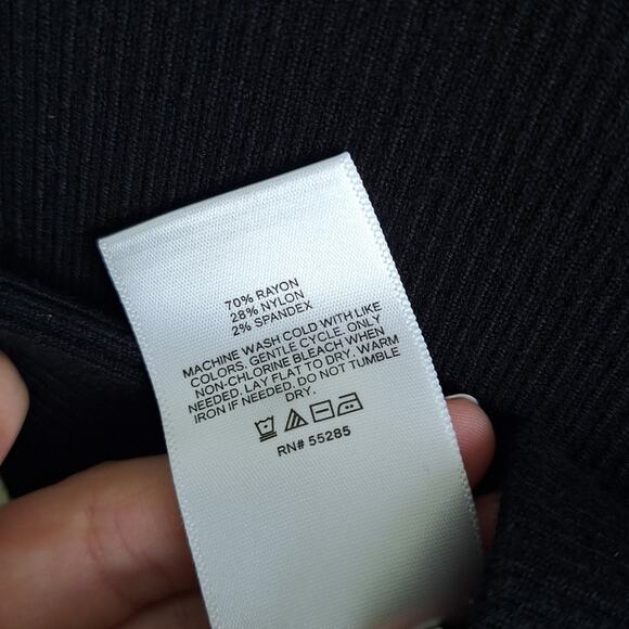 Express Super Body Contour Black Ribbed Mini Dress Drop Shoulder M - Picture 6 of 9